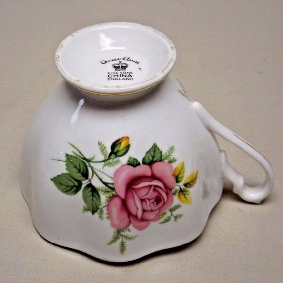 Queen Anne Fine Bone China England Yellow and Pink Roses Tea Cup and Saucer - Picture 11 of 13